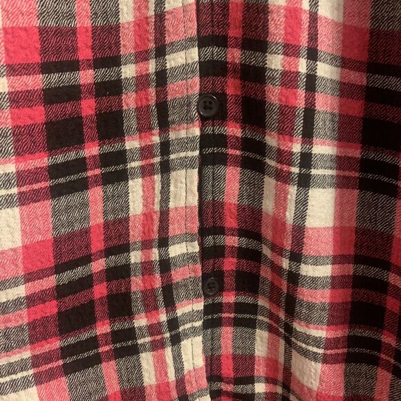 TORRID Sleep Top Womens 3X Pink Plaid Button Down 3/4 Sleeves Smocked Neck NWT - Picture 5 of 6